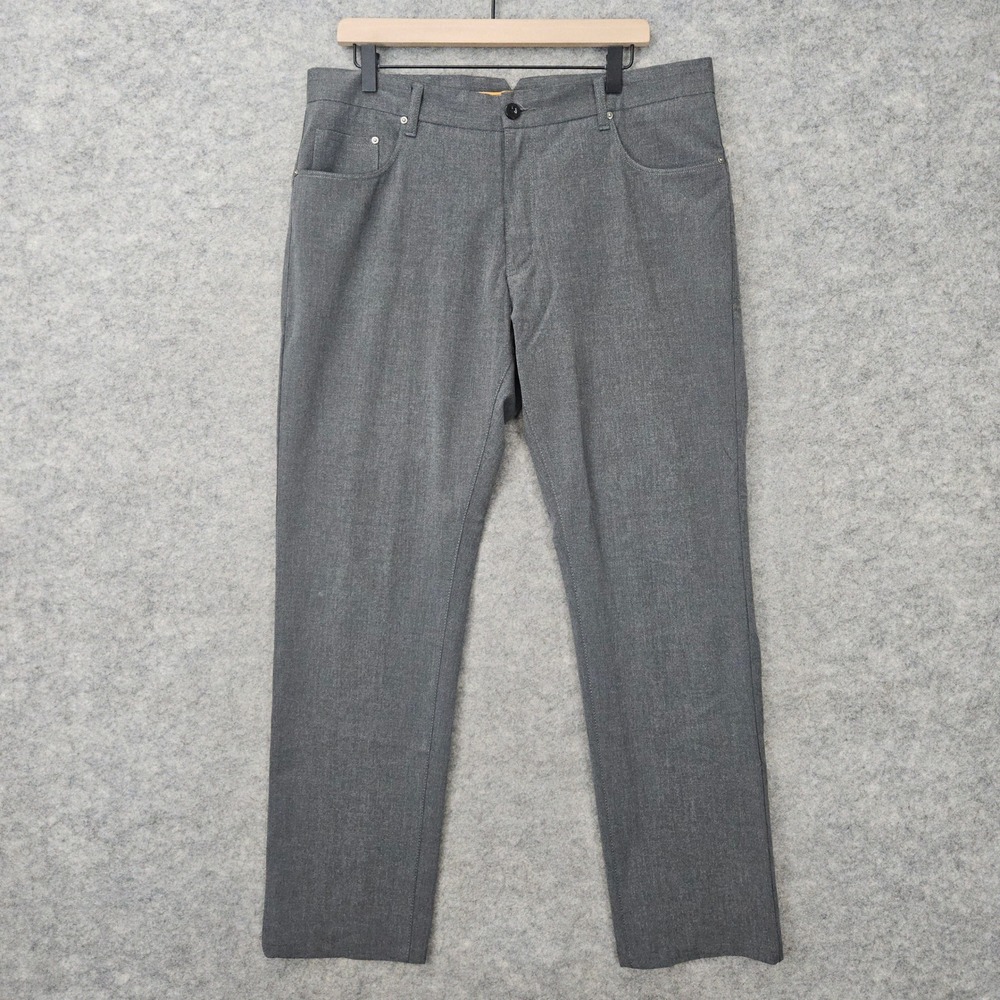 Enzo Tovare Berlin-2 Pants Men's 36 Gray Cotton Straight Leg Trousers Office